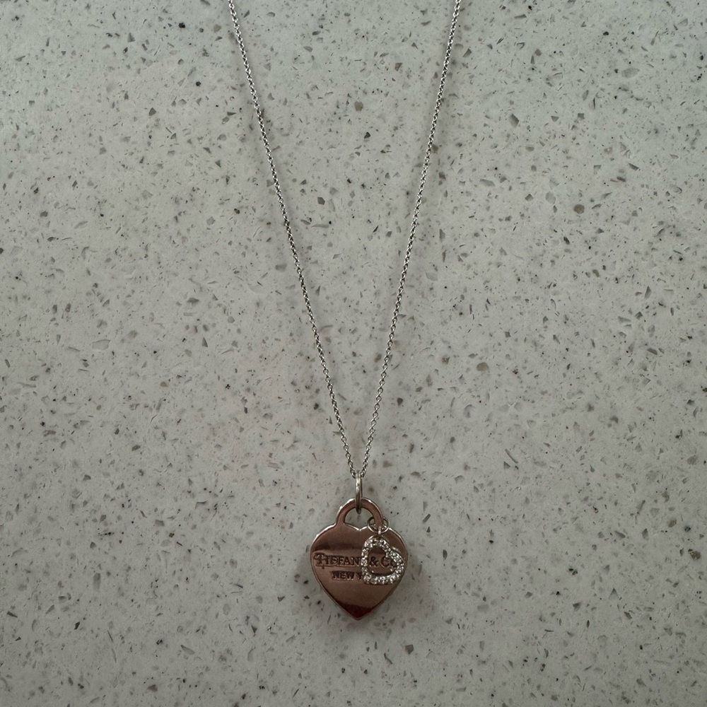 Tiffany & Co. Silver Heart Tag Pendant with Pavé Accent
